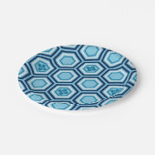 Hexagonal Kimono Print, Navy and Light Blue Papieren Bordje (Gekanteld)