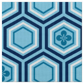Hexagonal Kimono Print, Navy and Light Blue Stof (Close Up)