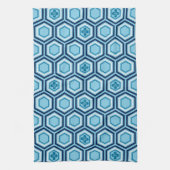 Hexagonal Kimono Print, Navy and Light Blue Theedoek (Verticaal)