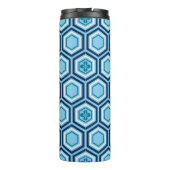 Hexagonal Kimono Print, Navy and Light Blue Thermosbeker (Achterkant)