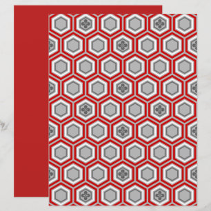 Hexagonal Kimono Print, Red en Grey/Grey
