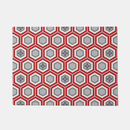 Hexagonal Kimono Print, Red en Grey/Grey Deurmat (Voorkant)