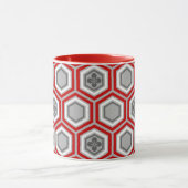 Hexagonal Kimono Print, Red en Grey/Grey Mok (Midden)