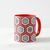 Hexagonal Kimono Print, Red en Grey/Grey Mok (Voorkant rechts)