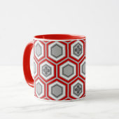 Hexagonal Kimono Print, Red en Grey/Grey Mok (Voorkant links)