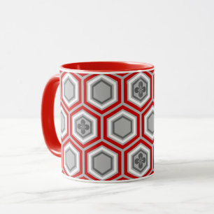 Hexagonal Kimono Print, Red en Grey/Grey Mok