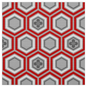 Hexagonal Kimono Print, Red en Grey/Grey Stof