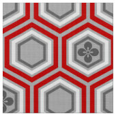 Hexagonal Kimono Print, Red en Grey/Grey Stof (Close Up)