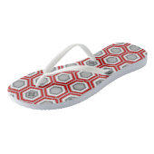 Hexagonal Kimono Print, Red en Grey/Grey Teenslippers (Schuin)