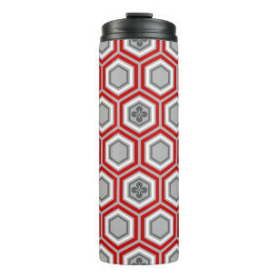 Hexagonal Kimono Print, Red en Grey/Grey Thermosbeker
