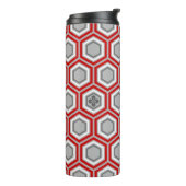 Hexagonal Kimono Print, Red en Grey/Grey Thermosbeker (Gedraaid links)