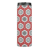 Hexagonal Kimono Print, Red en Grey/Grey Thermosbeker (Achterkant)