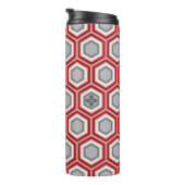 Hexagonal Kimono Print, Red en Grey/Grey Thermosbeker (Geroteerd rechts)