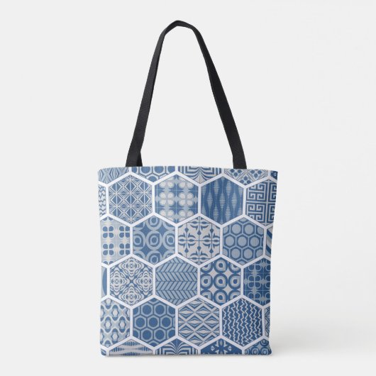 Hexagonal Pattern Tas in Blue & Grey (Achterkant)