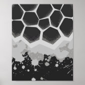 Hexagonal Pattern with Gray Paint Splashes Poster (Voorkant)