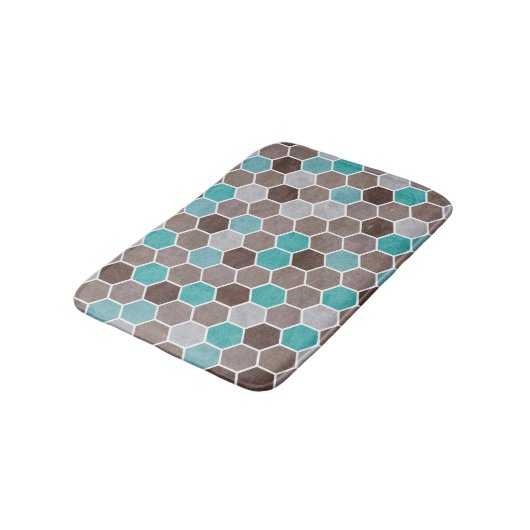 Hexagonal Textured Pattern Blue Badmat (Gekanteld)