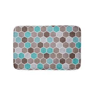 Hexagonal Textured Pattern Blue Badmat