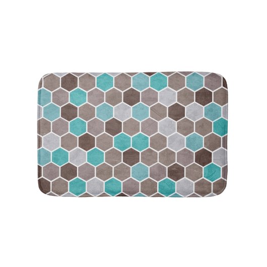 Hexagonal Textured Pattern Blue Badmat (Voorkant)