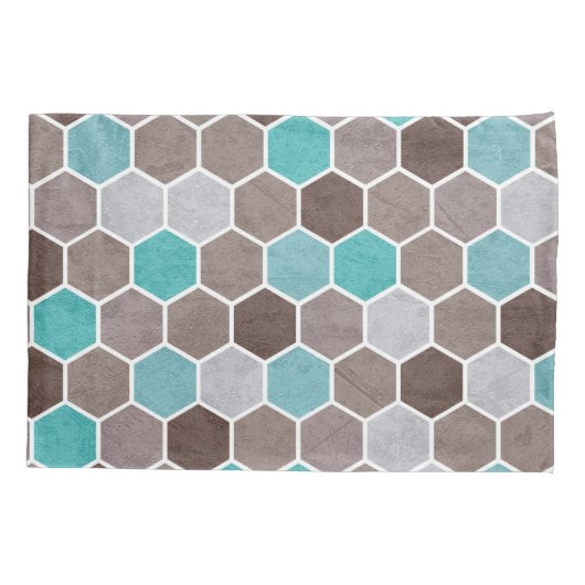 Hexagonal Textured Pattern Blue Kussensloop (Achterkant)