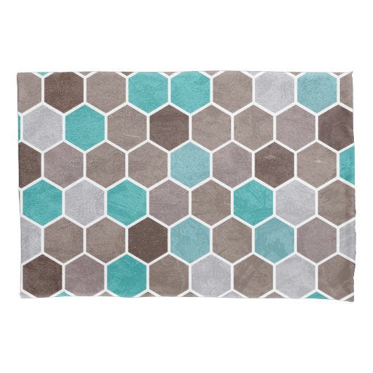 Hexagonal Textured Pattern Blue Kussensloop (Voorkant)