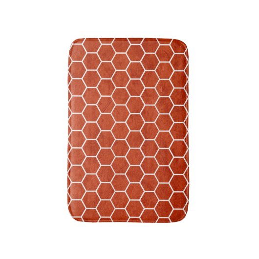 Hexagonal Textured Pattern Rustic Barn Red Badmat (Voorkant Verticaal)