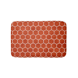 Hexagonal Textured Pattern Rustic Barn Red Badmat