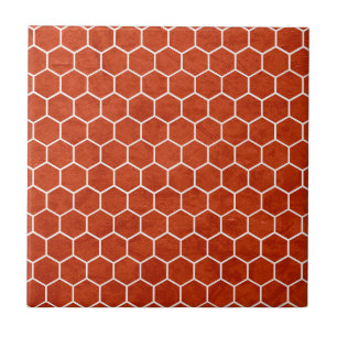 Hexagonal Textured Pattern Rustic Barn Red Tegeltje