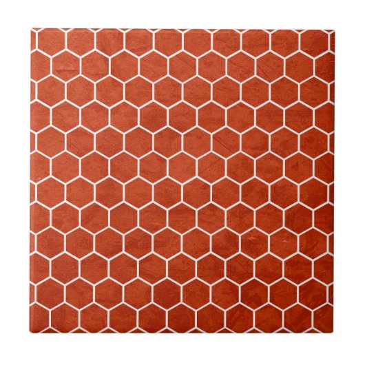 Hexagonal Textured Pattern Rustic Barn Red Tegeltje (Voorkant)