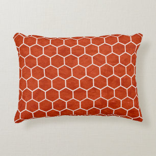 Hexagonal Textured Pattern Rustin Barn Red Accent Kussen