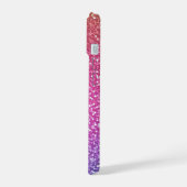 Hexagonale glitter regenbooggradiënt iPhone 15 case (Linkerkant)