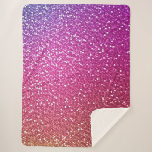 Hexagonale glitter regenbooggradiënt sherpa deken
