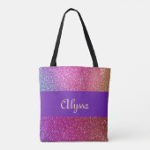 Hexagonale glitter regenbooggradiënt tote bag (Achterkant)