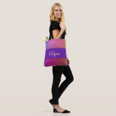 Hexagonale glitter regenbooggradiënt tote bag (Op model)