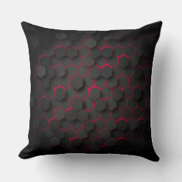 Hexagonale Harmonie Vet Zwart en Rood Polyester Kussen