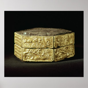 Hexagonale pyxis gedecoreerd met dieren poster