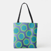 Hexagonale tegels op blauwe metallic achtergrond tote bag (Achterkant)