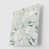 Hexagone Aqua Mint Metallic Marble Honecom Vierkante Klok (Hoek)