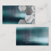 Hexagone Blauwgroen metallische staalmarmer Silver Visitekaartje (Voorkant / Achterkant)