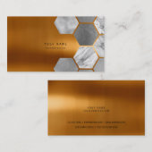 Hexagone Gold Metallic Steel Marble White Grey Visitekaartje (Voorkant / Achterkant)