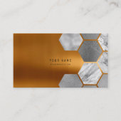 Hexagone Gold Metallic Steel Marble White Grey Visitekaartje (Voorkant)