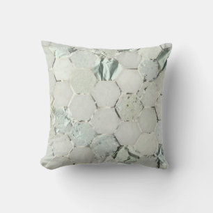 Hexagone Mint Aqua Silver Grey Metal Marble Stone Kussen