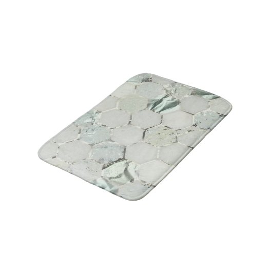 Hexagone Mint Green Aqua Marble Metallic Badmat (Gekanteld)