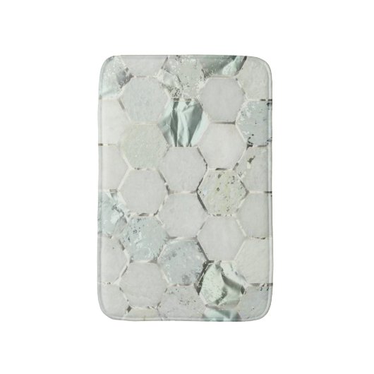 Hexagone Mint Green Aqua Marble Metallic Badmat (Voorkant Verticaal)