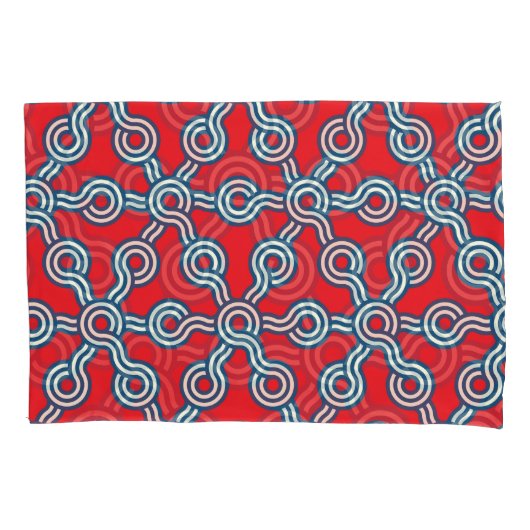Hexagonraster, rood blauw, geometrisch patroon. kussensloop (Voorkant)