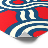 Hexagonraster, rood blauw, geometrisch patroon. poster (Hoek)