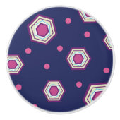 Hexagons Blue Ceramic Pull Knop (Voorkant)