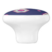 Hexagons Blue Ceramic Pull Knop (Zijkant)