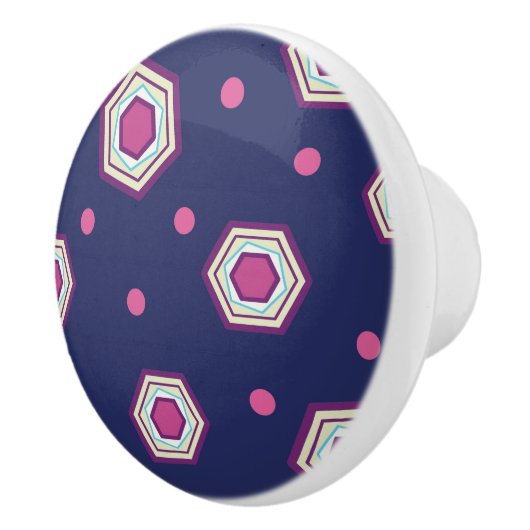 Hexagons Blue Ceramic Pull Knop (Rechts)