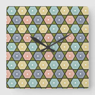 Hexagons en driehoeken vierkante klok