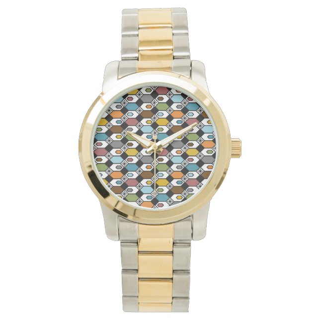 Hexagons en Starbursts Horloge (Voorkant)